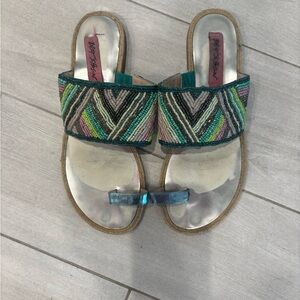 BETSEY JOHNSON Raffi Boho
Beaded Sandals Slip On Multicolor Women's Sandal